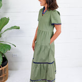 Ivy Olive + Navy Ric Rac Maxi Dress Mary Square