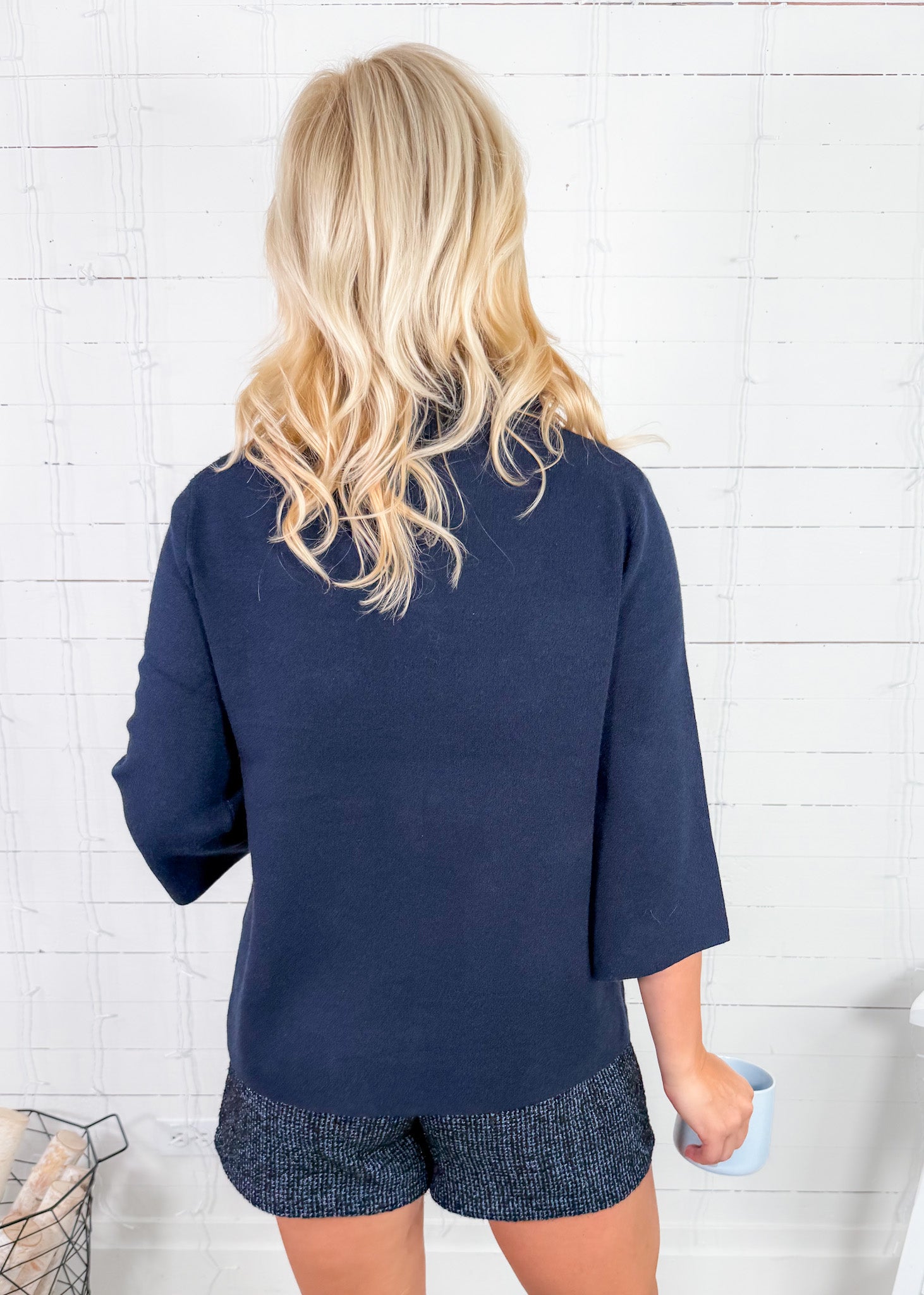 Jacquelyn Navy Mock Neck Sweater Fate
