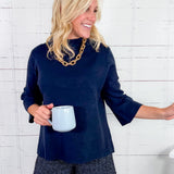 Jacquelyn Navy Mock Neck Sweater Fate