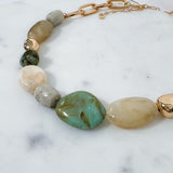 Jade + Gold Stone Bead Necklace