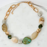 Jade + Gold Stone Bead Necklace