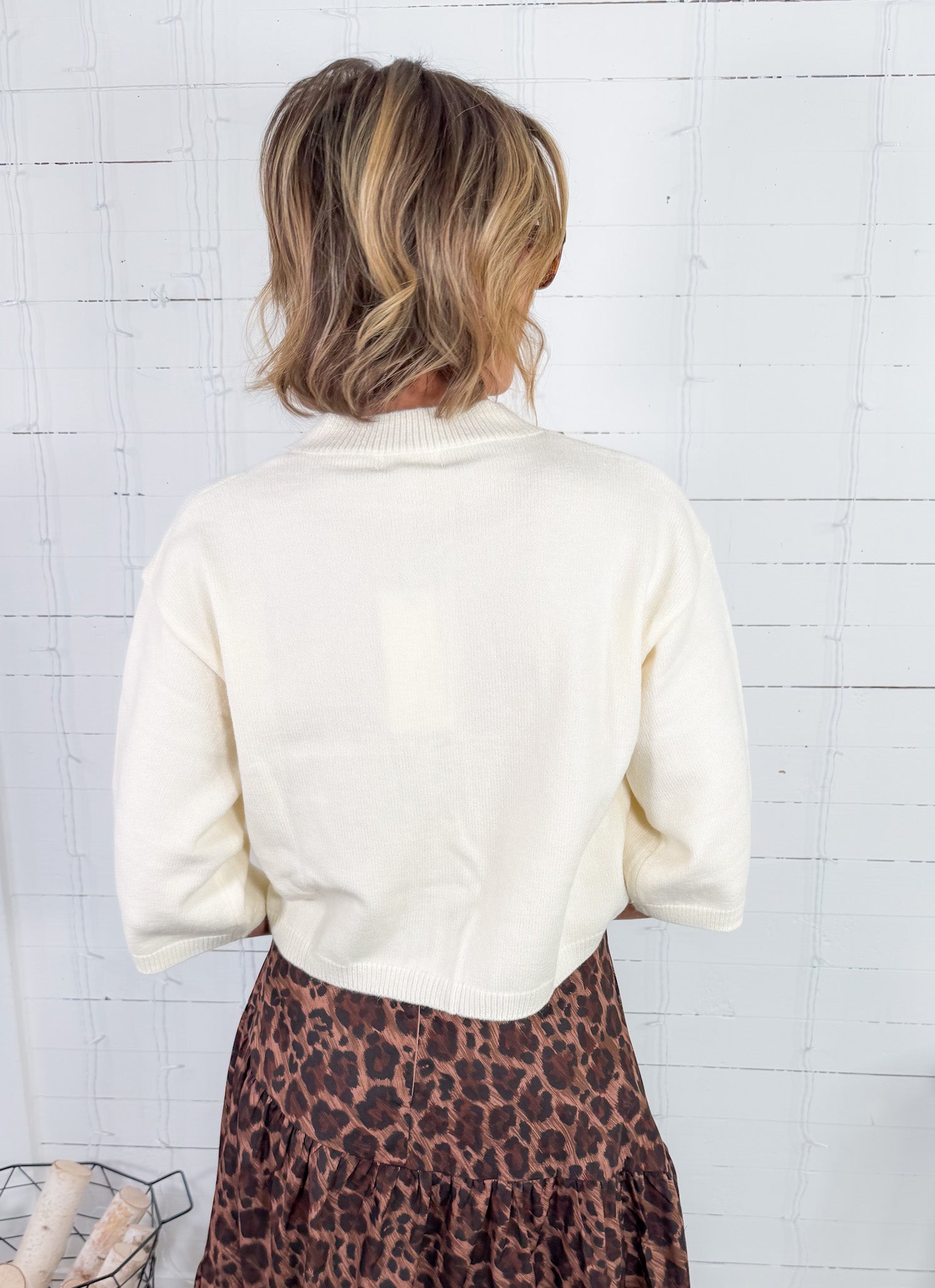 James Cream Half Sleeve Cardigan