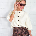 James Cream Half Sleeve Cardigan