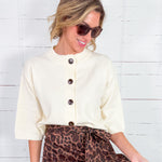 James Cream Half Sleeve Cardigan