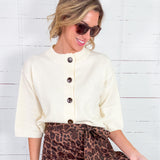James Cream Half Sleeve Cardigan