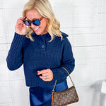 James Midnight Blue Collar Sweater Molly Bracken