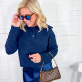 James Midnight Blue Collar Sweater Molly Bracken