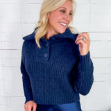 James Midnight Blue Collar Sweater Molly Bracken