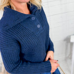 James Midnight Blue Collar Sweater Molly Bracken