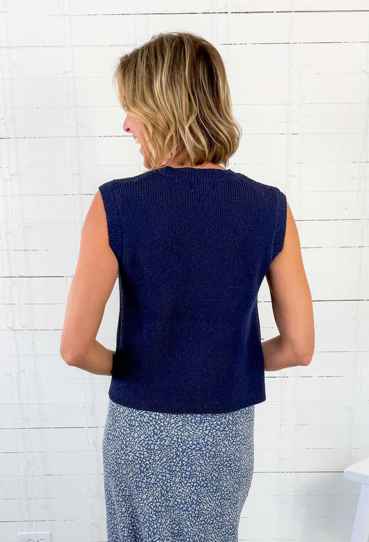 Jane Marine Blue Sweater Vest Be Cool 