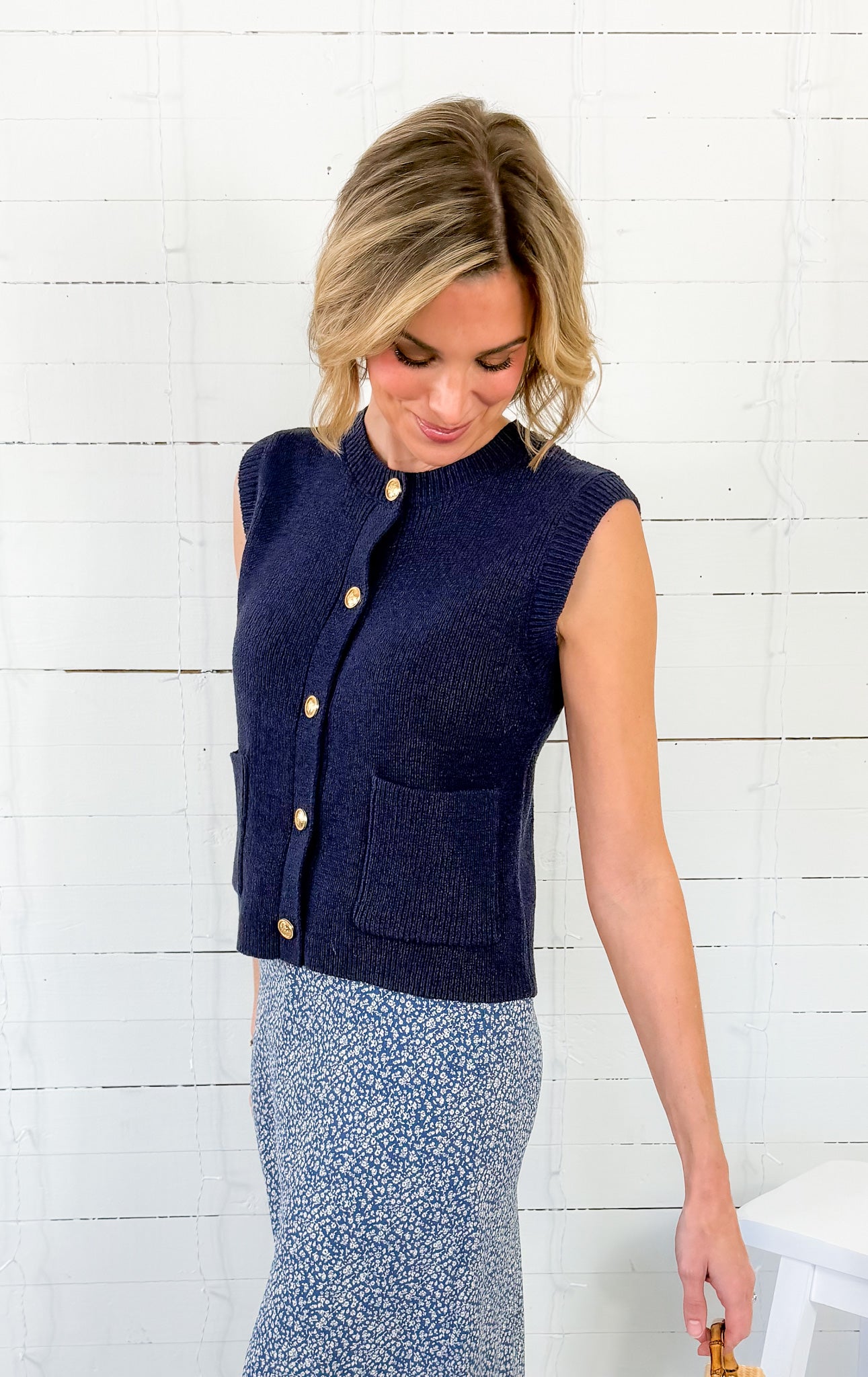 Jane Marine Blue Sweater Vest Be Cool 