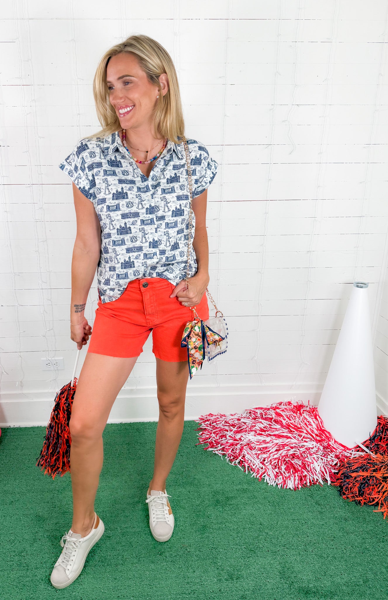 Jane Tangerine High Rise Long Shorts KUT