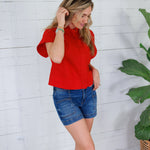 Jane True High Rise Pork Chop Pocket Denim Shorts KUT