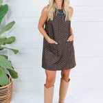 Janell Espresso Dotted Mini Dress Mustard Seed