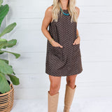 Janell Espresso Dotted Mini Dress Mustard Seed