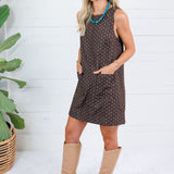 Janell Espresso Dotted Mini Dress Mustard Seed