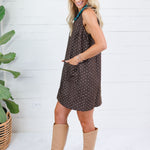 Janell Espresso Dotted Mini Dress Mustard Seed
