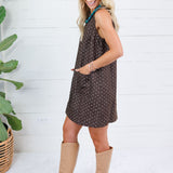 Janell Espresso Dotted Mini Dress Mustard Seed