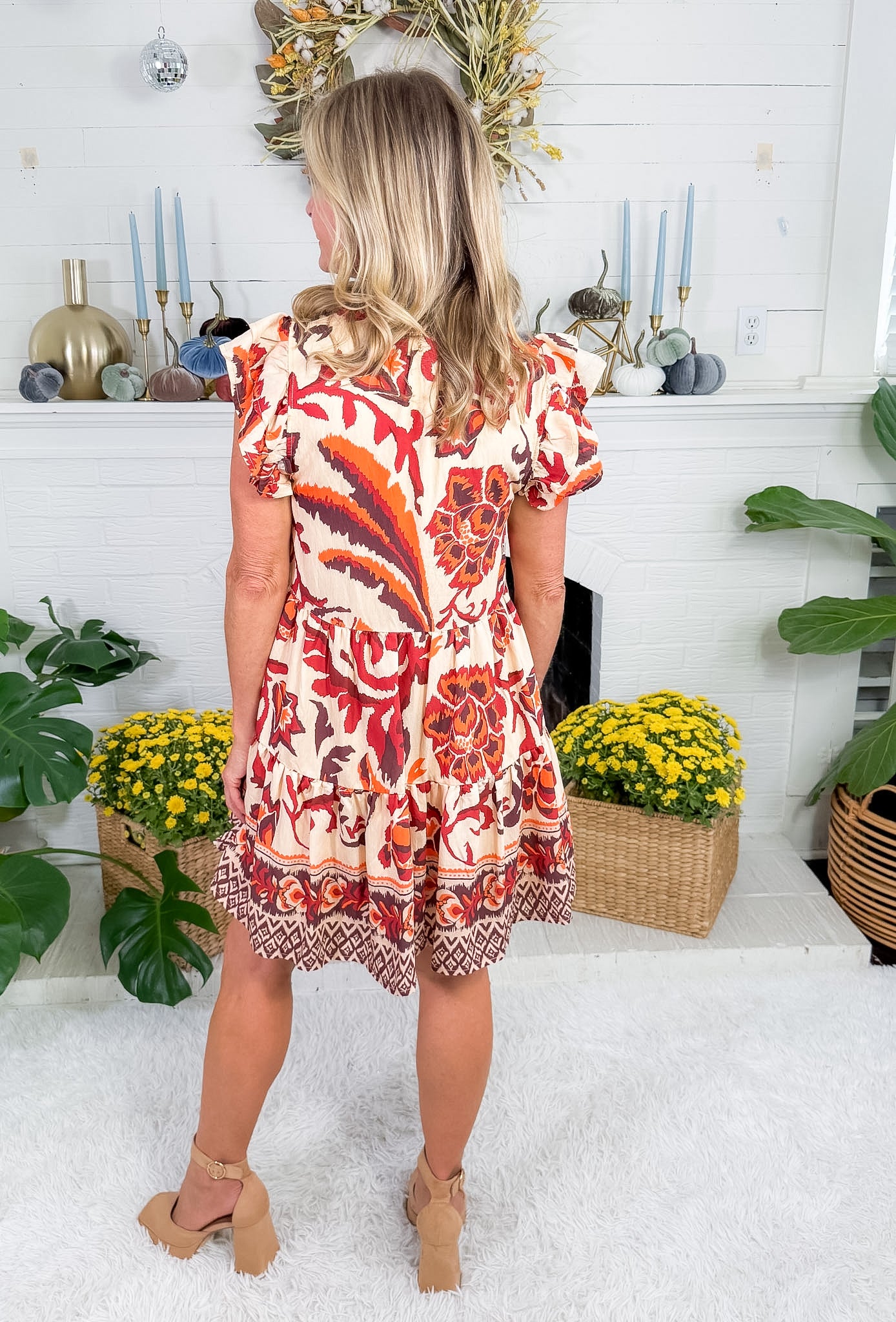 Janie Fall Contrast Floral Mini Dress Pinch 