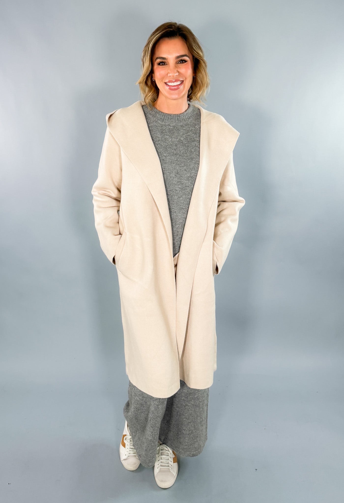 Jefferson Oatmeal Hooded Cardigan Coat Karlie