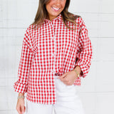 Jefferson Red Gingham Linen Top