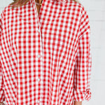 Jefferson Red Gingham Linen Top