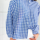 Jefferson Royal Gingham Linen Top