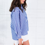 Jefferson Royal Gingham Linen Top