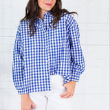 Jefferson Royal Gingham Linen Top