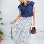 Jefferson Dark Denim Bubble Hem Top THML