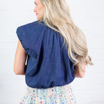 Jefferson Dark Denim Bubble Hem Top THML