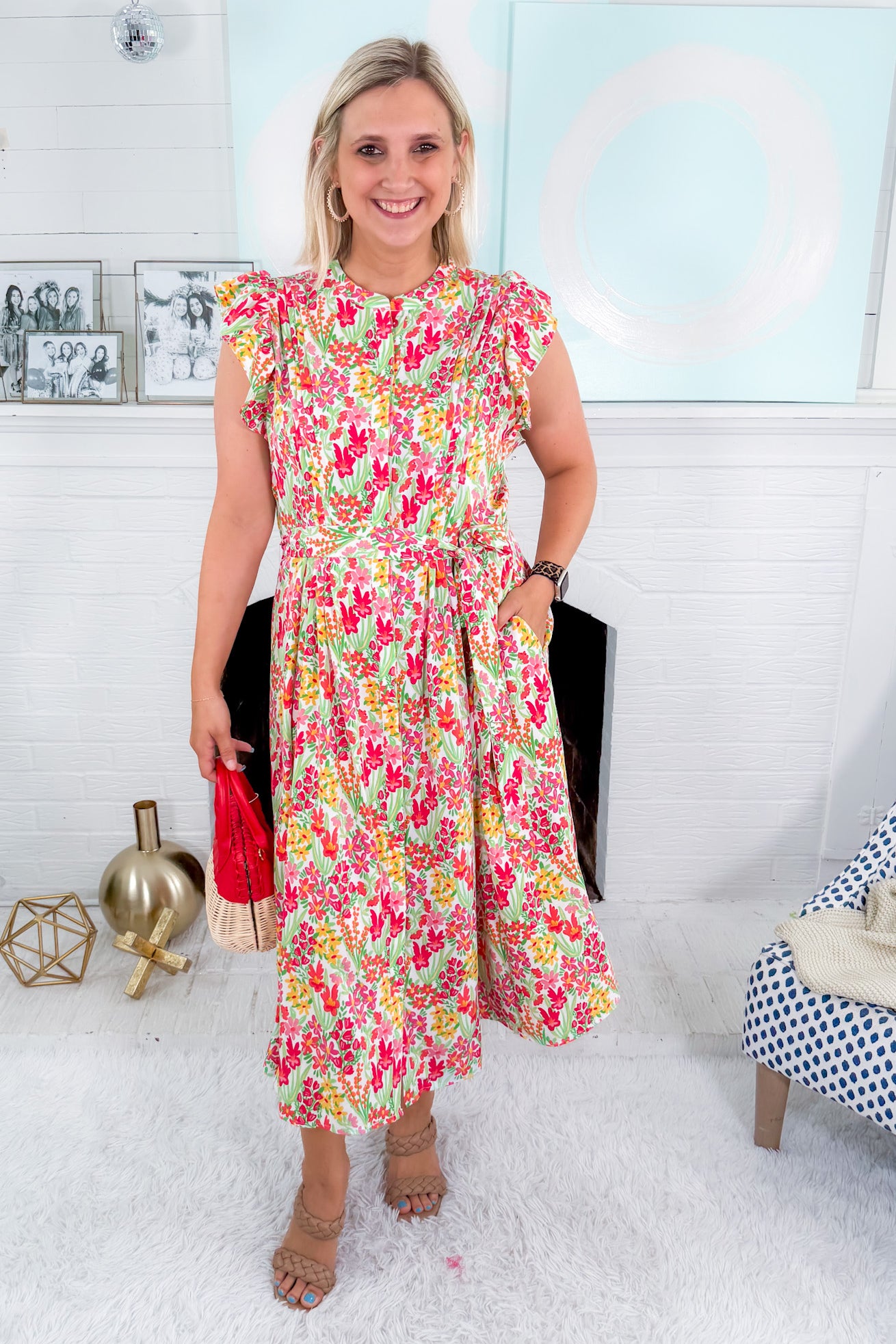 Jenn Coral Happy Blooms Maxi Dress Mary Square