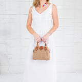 Jenna Off White Pleated Bodice Maxi Dress