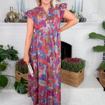 Jenny Burgundy Rose Maxi Dress Briton Court 