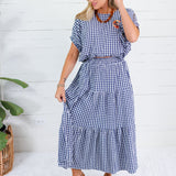 Jillian Navy Gingham Bubble Top Entro