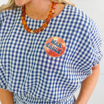 Jillian Navy Gingham Bubble Top Entro