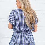 Jillian Navy Gingham Bubble Top Entro