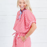 Jillian Red Gingham Bubble Top Entro