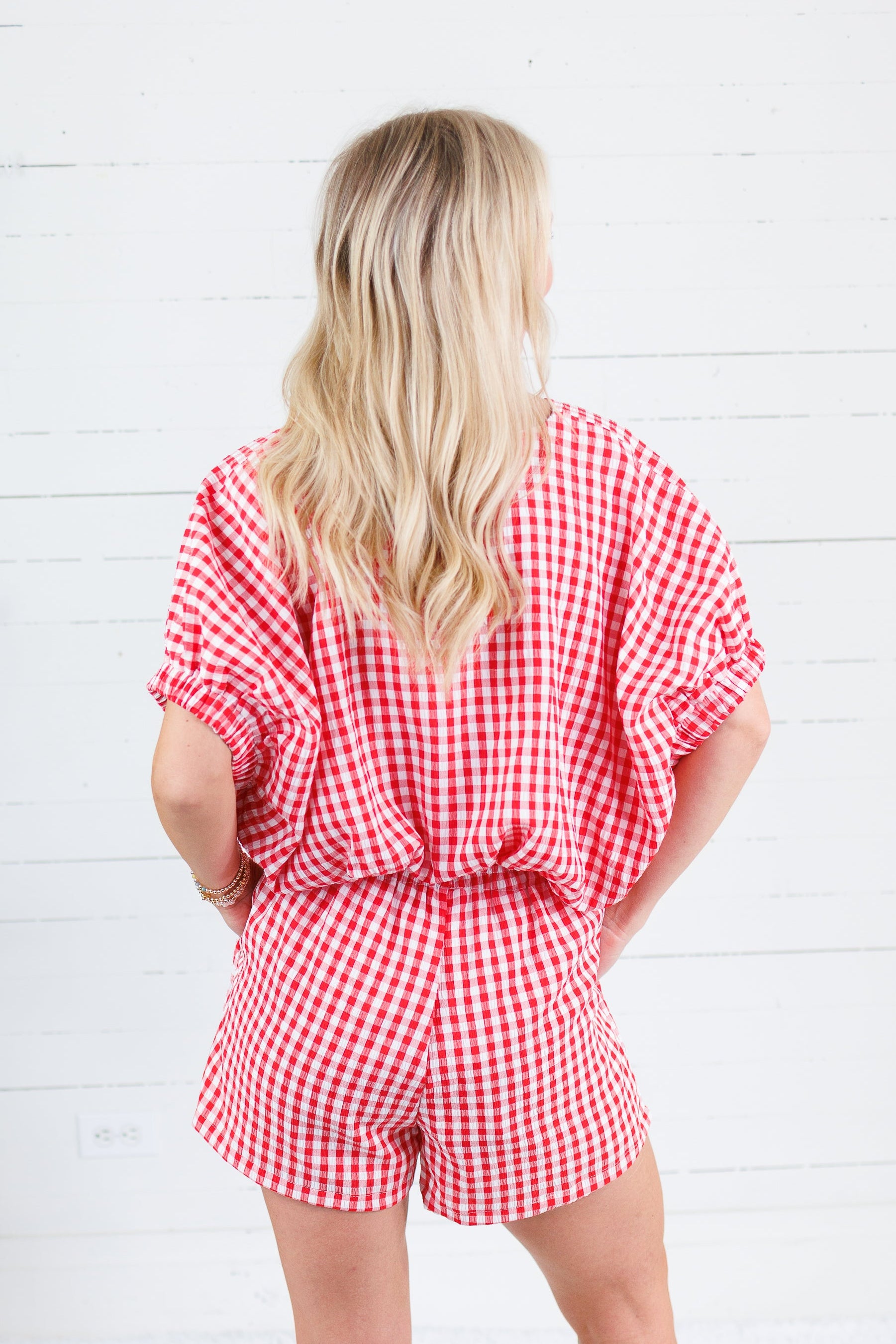  Jillian Red Gingham Bubble Top Entro