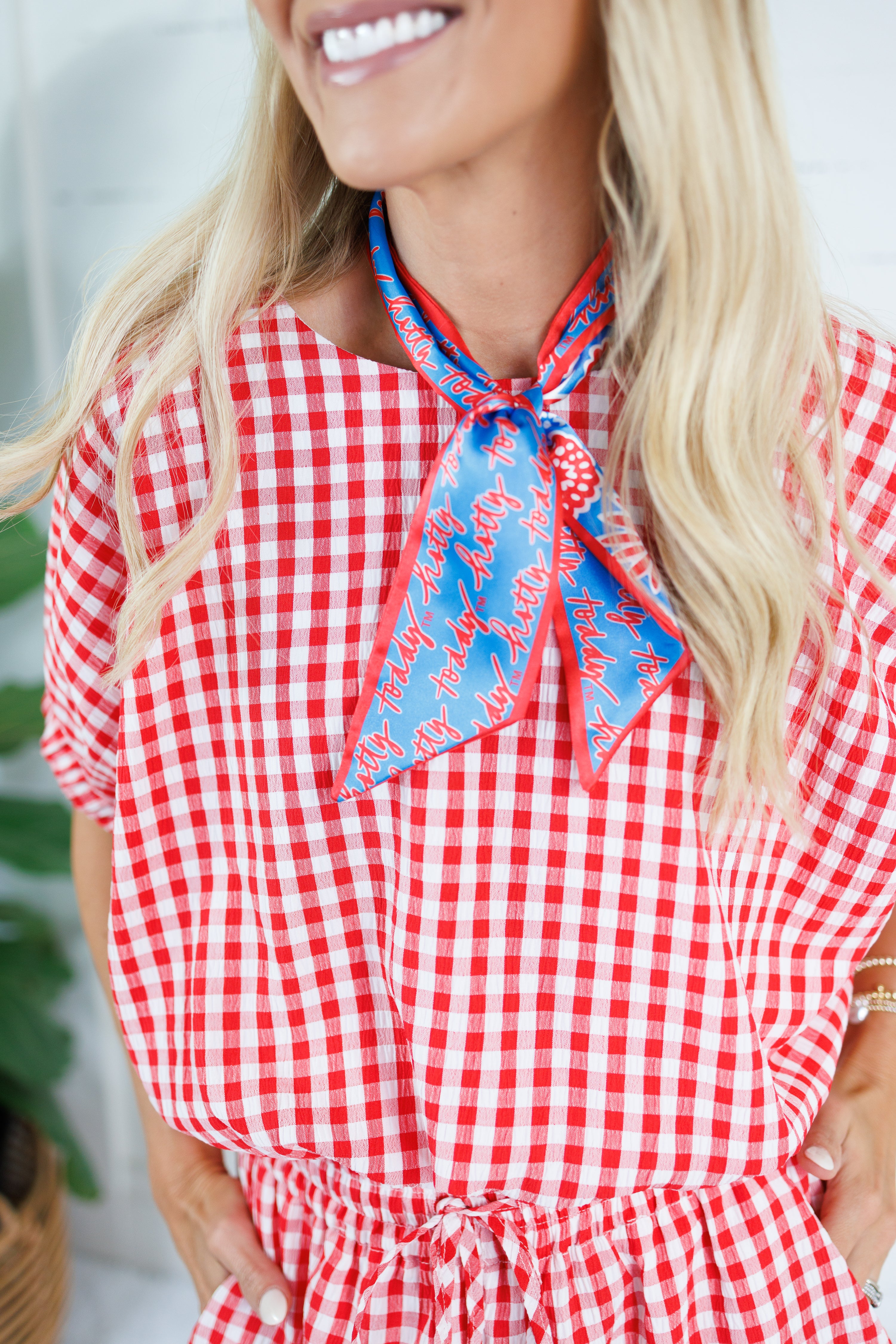 Jillian Red Gingham Bubble Top Entro