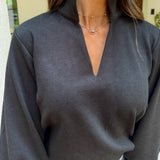 Jocelyn Black Embossed Top Mary Square