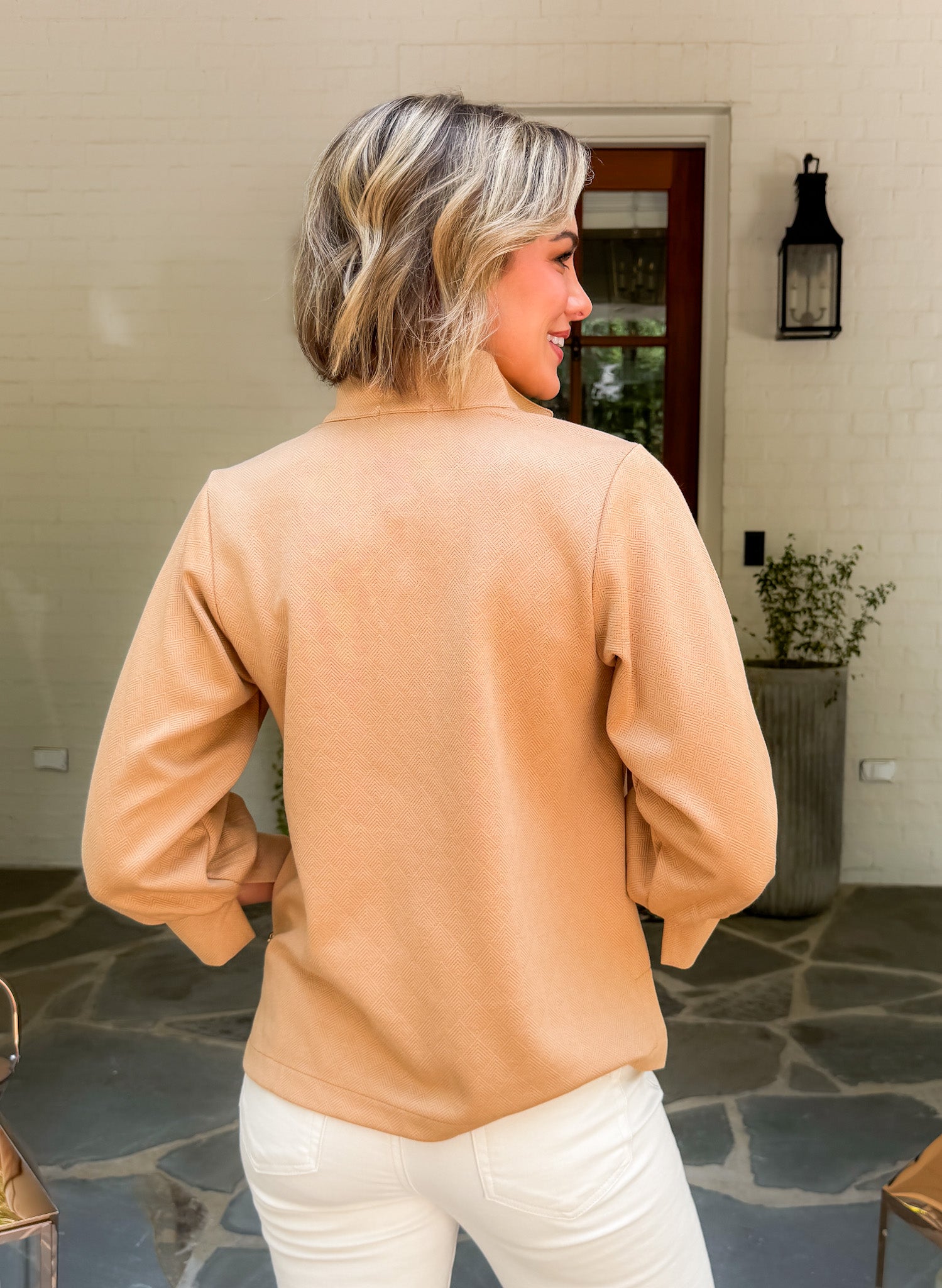Jocelyn Camel Embossed Top Mary Square