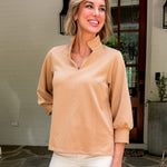 Jocelyn Camel Embossed Top Mary Square