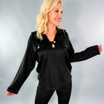 Johns Black Pocket Fleece Top Karlie