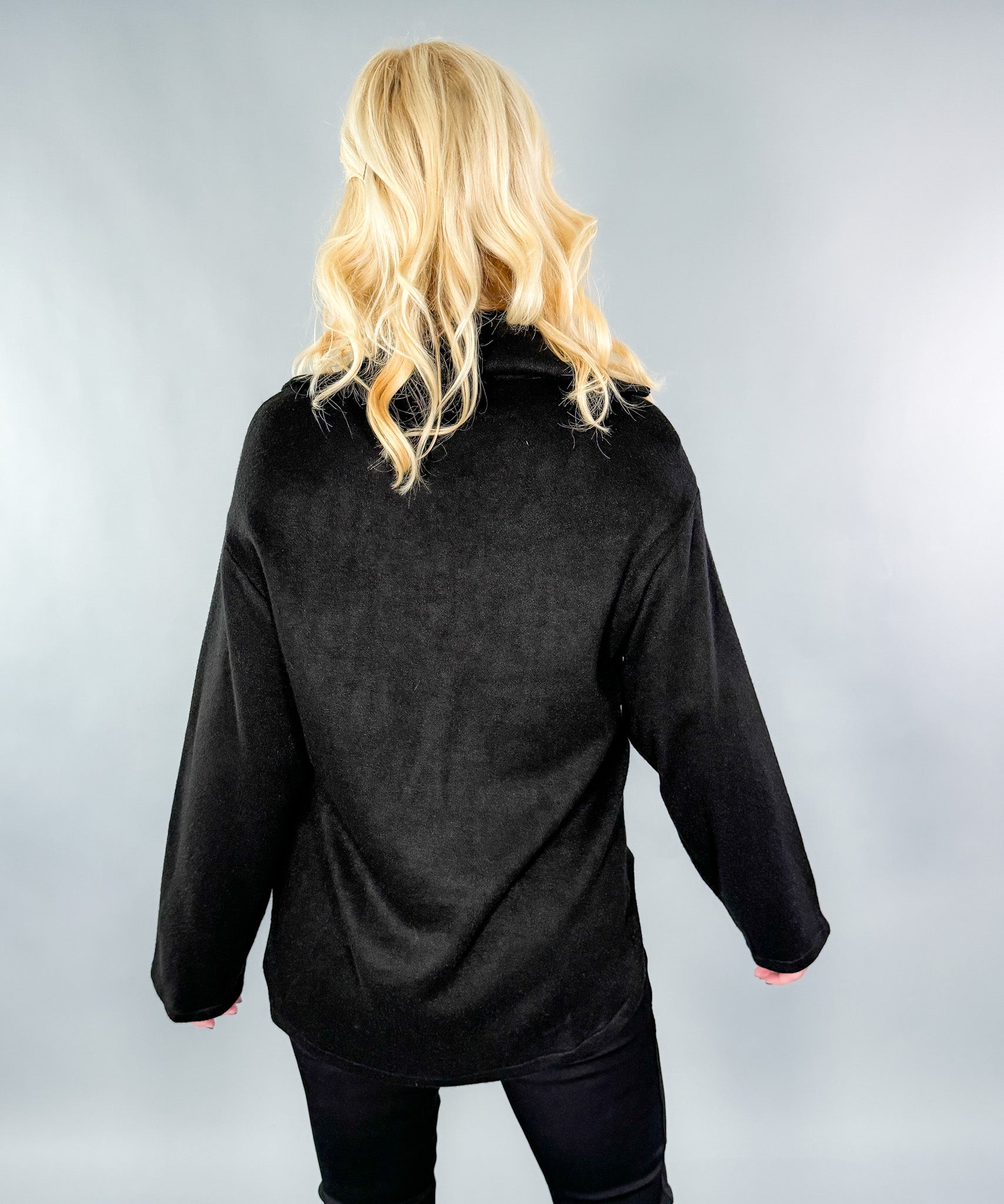 Johns Black Pocket Fleece Top Karlie