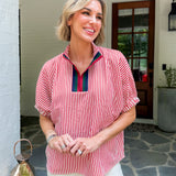 Johns Brick Split Neck Top Entro