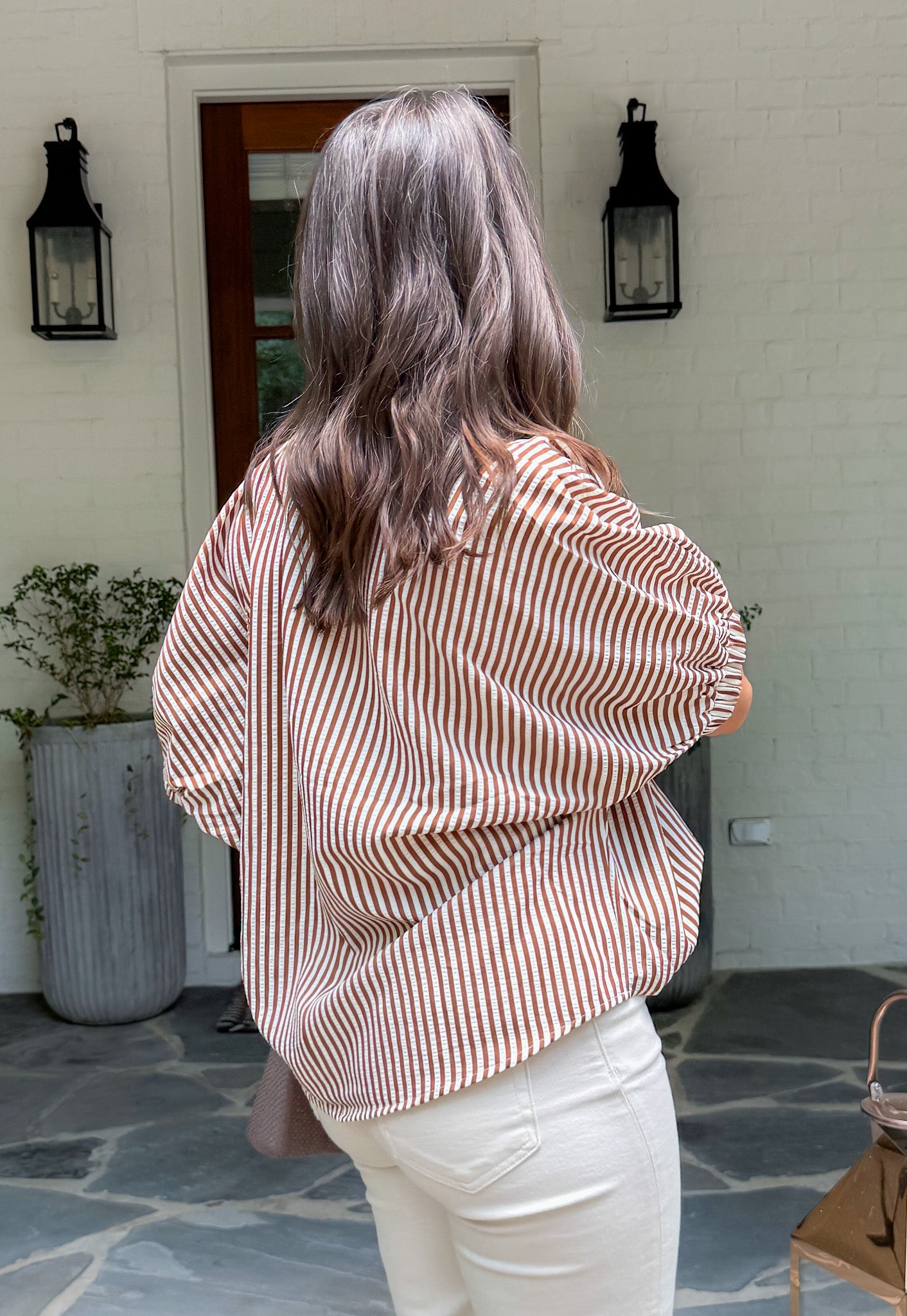 Johns Caramel Split Neck Top Entro 