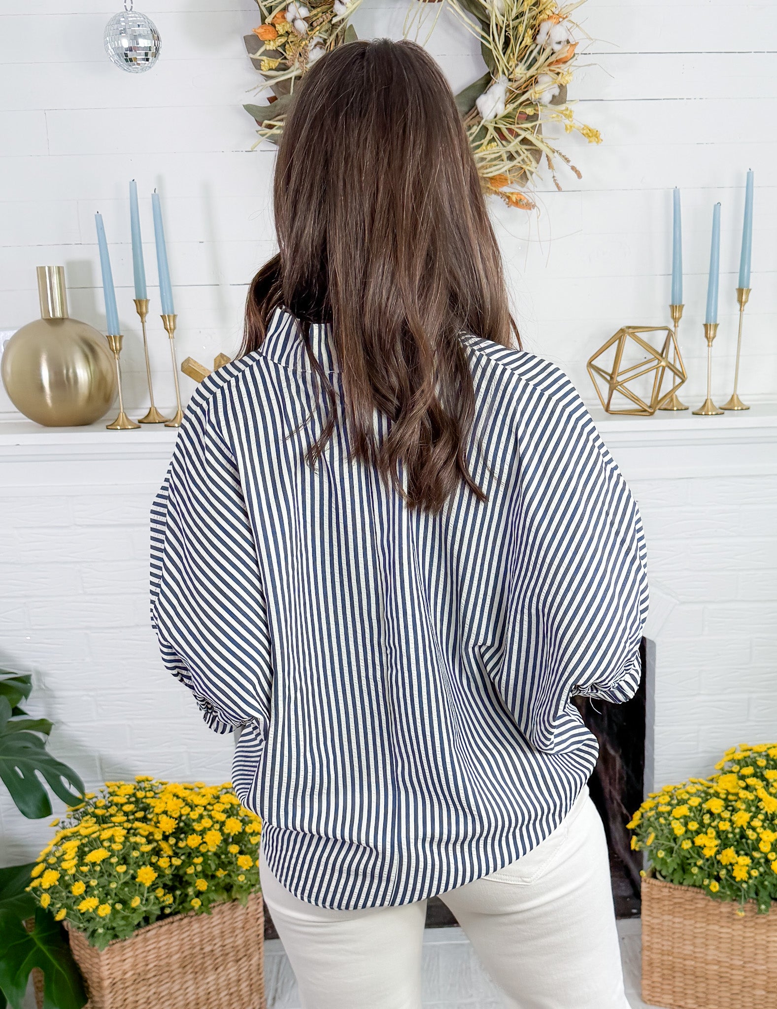 Johns Navy Split Neck Top Entro 