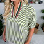 Johns Olive Split Neck Top Entro