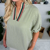 Johns Olive Split Neck Top Entro